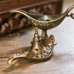 Antique Style Incense Burner | Metal Aroma Lamp for Home Decor close-up view