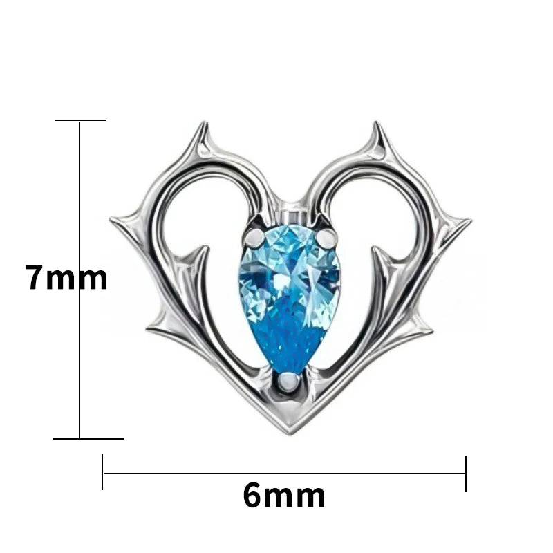 G23 Titanium Lip Piercing Stud Earring with Heart Design Teardrop CZ Nose Stud Inte additional angle