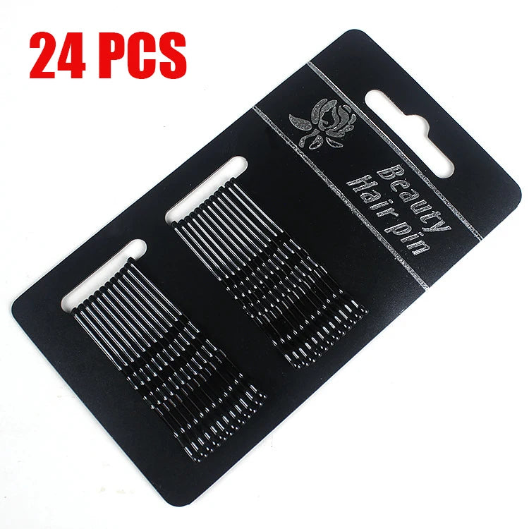 50Pcs Gold Hairpins for Women Hair Clip Lady Bobby Pins Black Invisible Wave Hairgrip close-up view