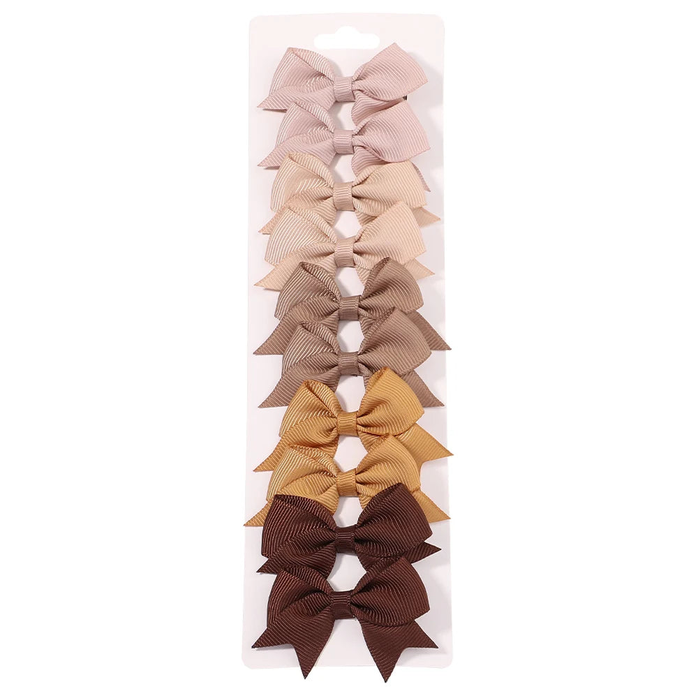 10Pcs/Set Solid Color Kids Bows Hair Clips for Baby Girls & more alternate view