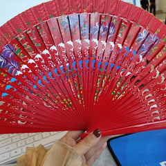Folding Fan for Dancing and Decoration | Spanish Hand Crafted Wood Fan close-up view