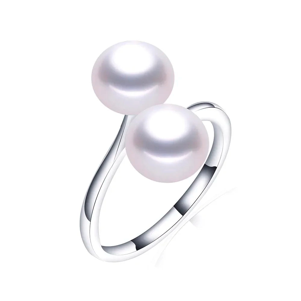2026 New Arrival Black Natural Freshwater Pearl Ring Adjustable Fashion Novel Ring 925 S detail view