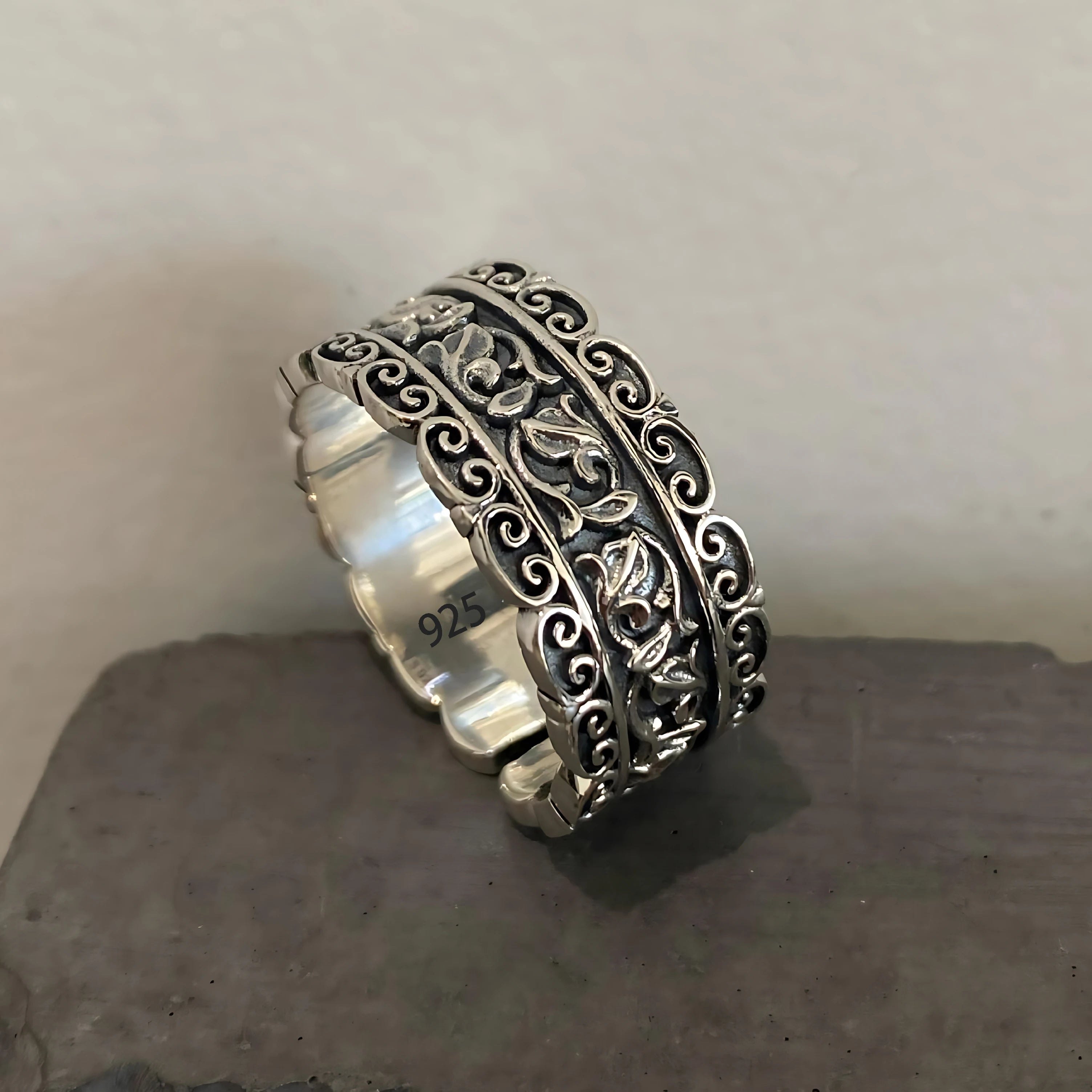 Sam Panda 925 Sterling Silver Rings For Women Men Fine Jewelry Finger Adjustable Open alternate view