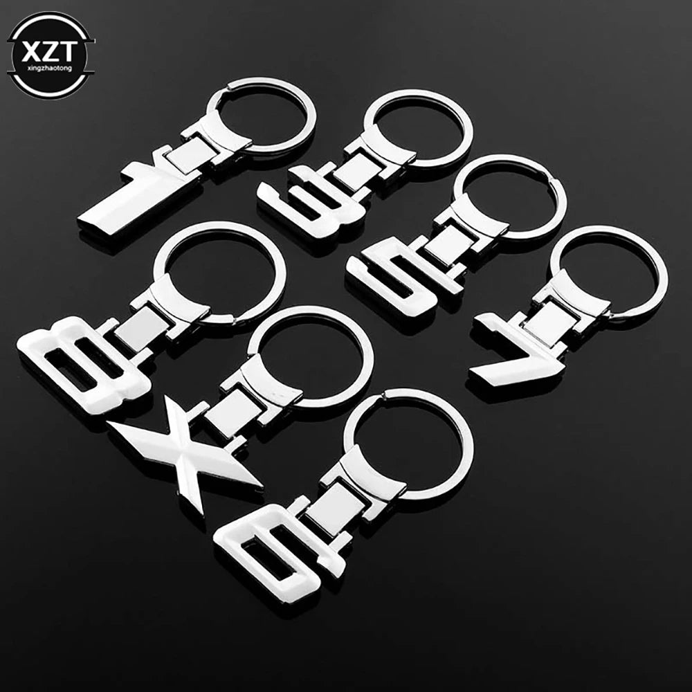 Zinc Alloy Number Emblem Keychain | Car Key Ring for BMW Models close-up view