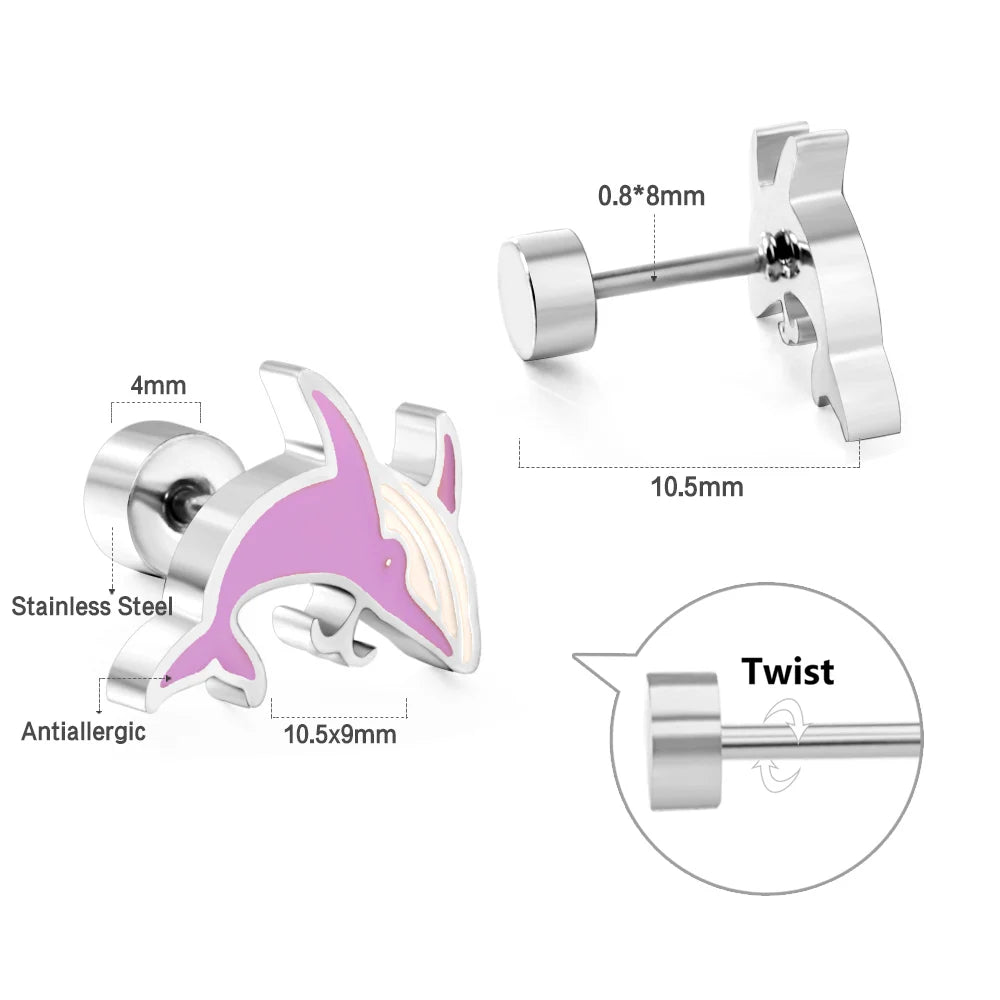 Cute Acrylic Animal Stud Earrings | Surgical Steel Hypoallergenic Earrings for Women and detail view