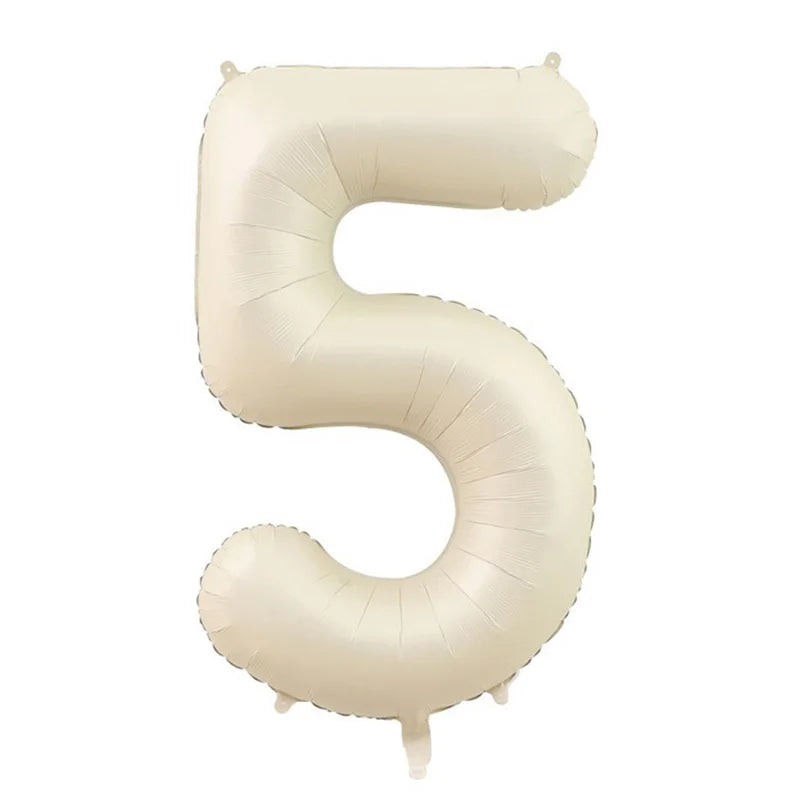 Cream Foil Number Balloons 1-9 Set | Large Digital Birthday Party Decor alternate view