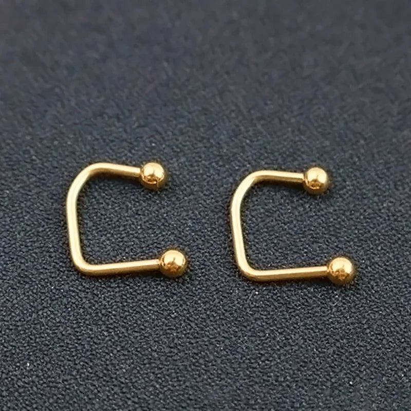 1pc Stainless Steel U-Shaped Double Lip Nail Spherical Cone Lip Piercing Fashion Jewelry Women Men H