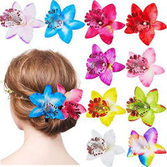 Hawaiian Thai Orchid Flowers Hair Clips Bride Flowers Hair Clips Girls Sweet Hairpins Beach Vacation