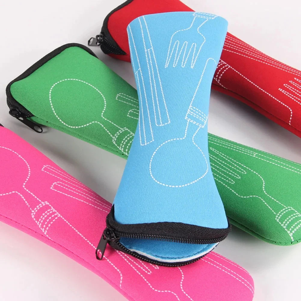 Portable Cutlery Bag | Travel Storage Pouch for Fork and Spoon close-up view