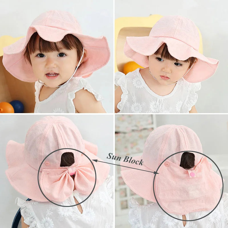 Sweet Baby Summer Hat for Girls | Cotton Fruit Print Kids Bucket Hat with Bowknot additional angle