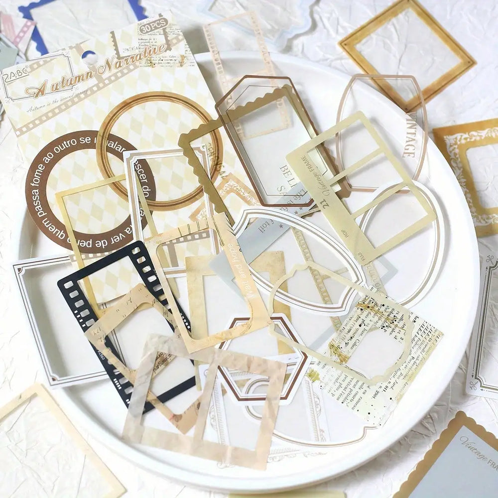 30pcs Transparent PET Frame Stickers | Scrapbooking and Journaling Decorative Suppl additional angle