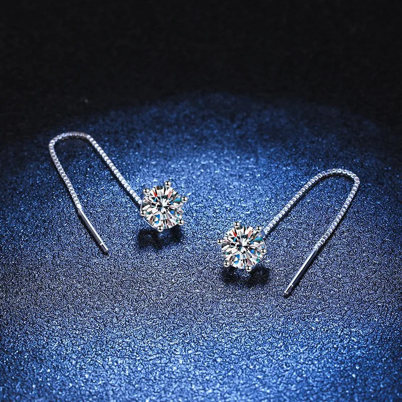New 925 Sterling Silver Moissanite Earrings for Women Exquisite Girlfriend Wedding En alternate view