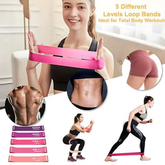 5 Pack Pink Resistance Bands | Elastic Fitness Loops for Leg and Butt Exercise detail view