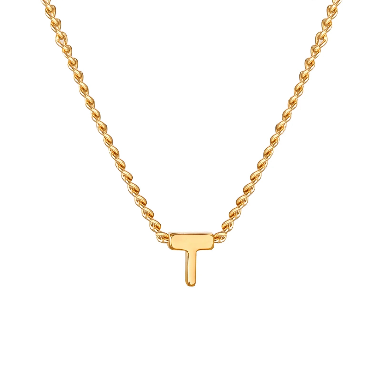 Vnox Chic Tiny A-Z Letters Necklaces for Women Girls, Gold Color Stainless Steel Init lifestyle view