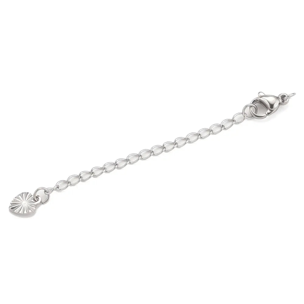 10pcs Stainless Steel Extension Extended Tail Chains With Lobster Clasps For Bracel additional angle
