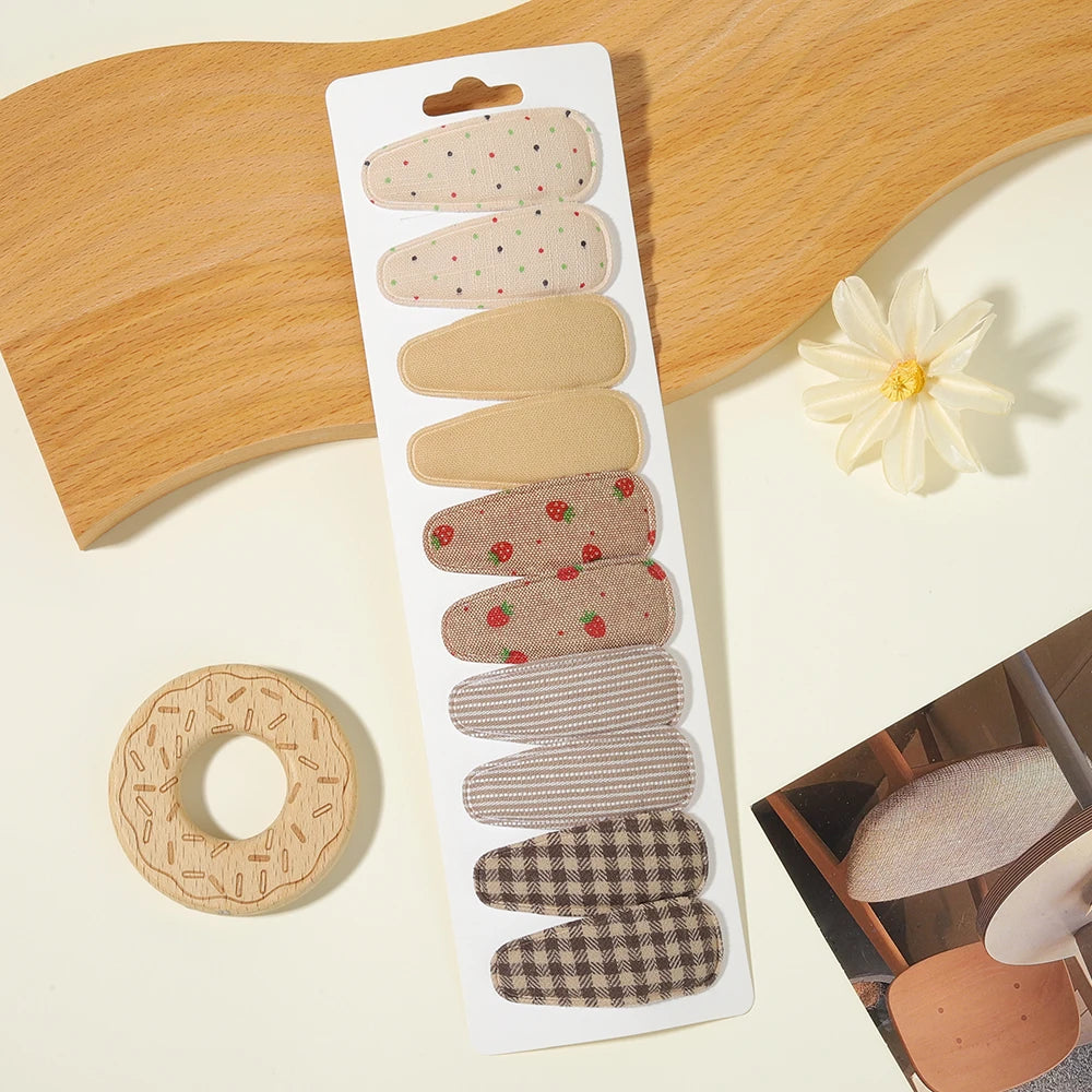 10PCS/Set New Fabric BB Hair Clip Children's Girls' Teenagers' Side Bangs Clip Girls' Party Daily Decoration Hair Accessories