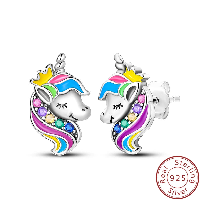 925 Stainless Steel Stud Earrings For Women Girls Simple Flower Bow Star Moon Zircon lifestyle view