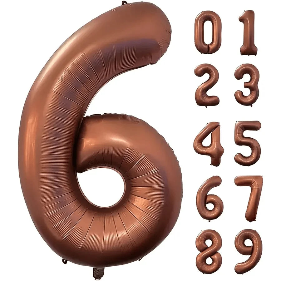40 Inch Foil Number Balloon Set | Brown Birthday Party Decoration lifestyle view