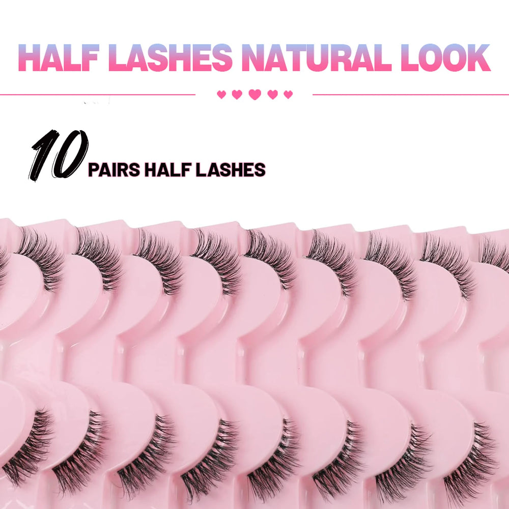 Wispy Half Eyelashes 10mm Natural Cat Eye Look | 20 Pairs DIY Strip Lashes lifestyle view