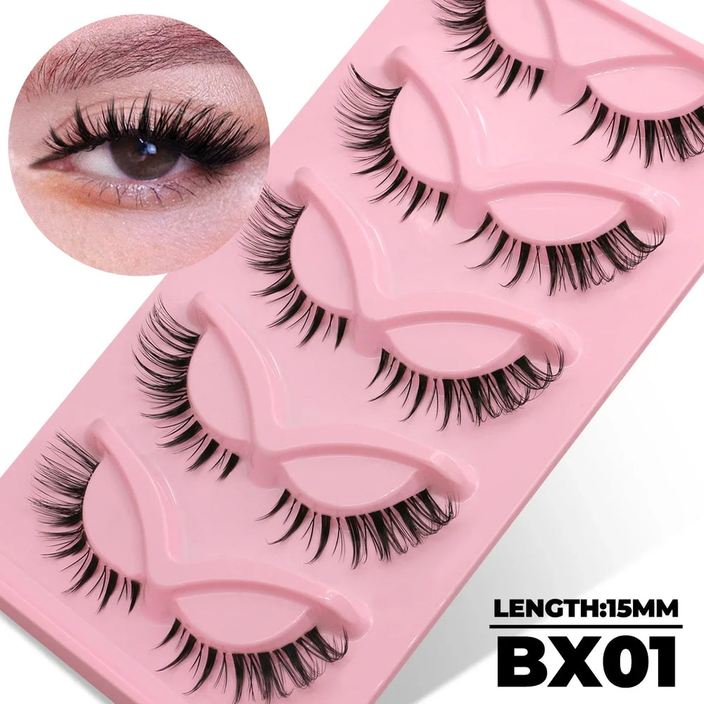 Faux Mink Eyelashes Clear Band Lashes Natural Look Wispy False Lashes Makeup additional angle
