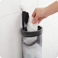 1pc Grey Sundries Bag Storage Wall Mount Mesh Plastic Bags Dispenser Hanging Reused S alternate view