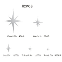 82pcs Acrylic Star Mirror Wall Sticker | Self-Adhesive Wall Decor Set detail view