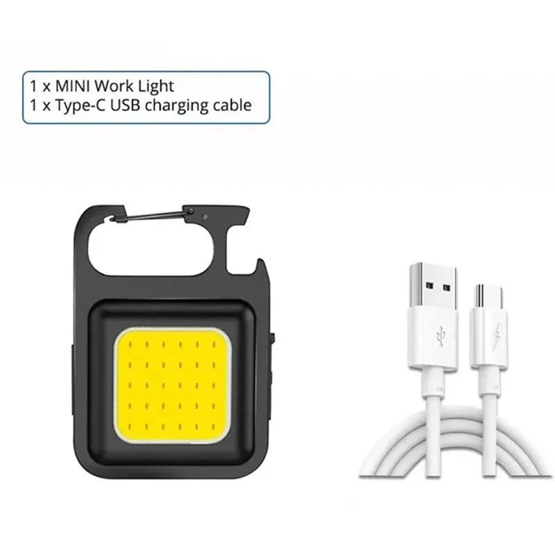 Super Bright MINI COB Keychain Flashlight | Rechargeable LED Camping Light with Magnet detail view