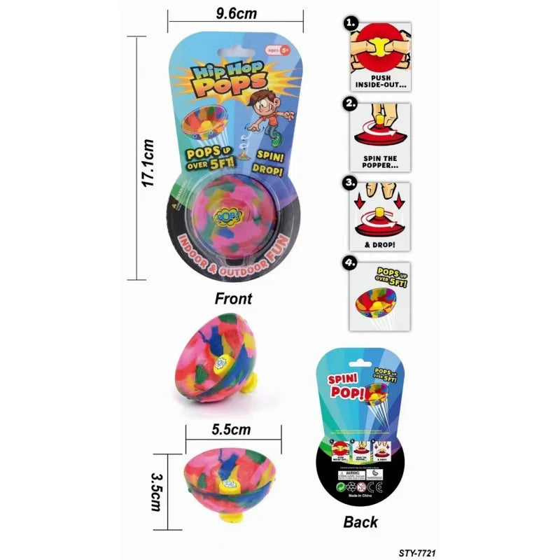 1PC-Novelty Camouflage Bounce Rubber Popping Bowls Children Toys Elastic Hip Hop Jump alternate view