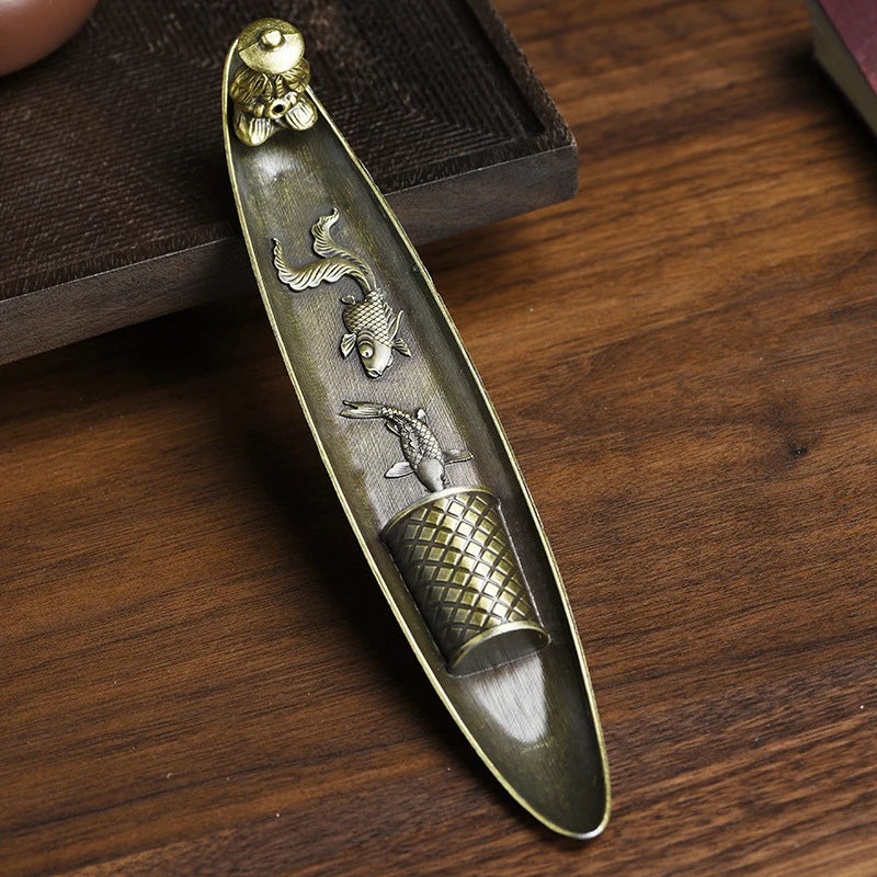 Traditional Japanese Incense Holder Old Men Fishing Boat Design | Aromatherapy Orname alternate view