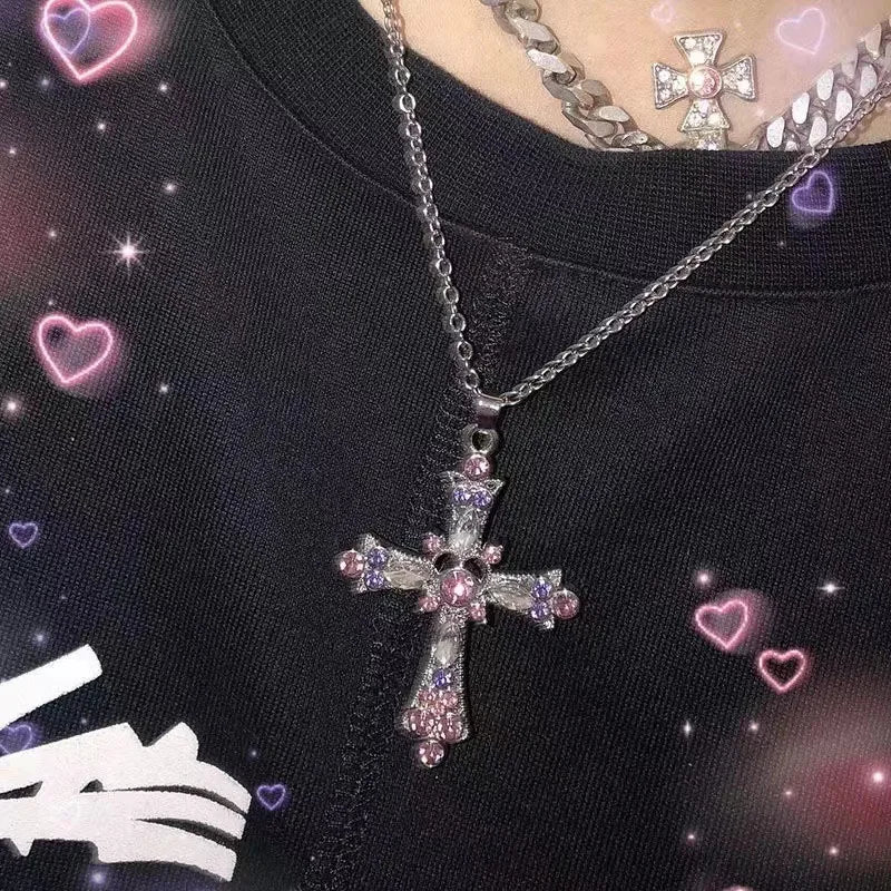 Fashion Women Crystal Zircon Cross Pendant Necklace for Women Trendy Girl Chain Neckl alternate view