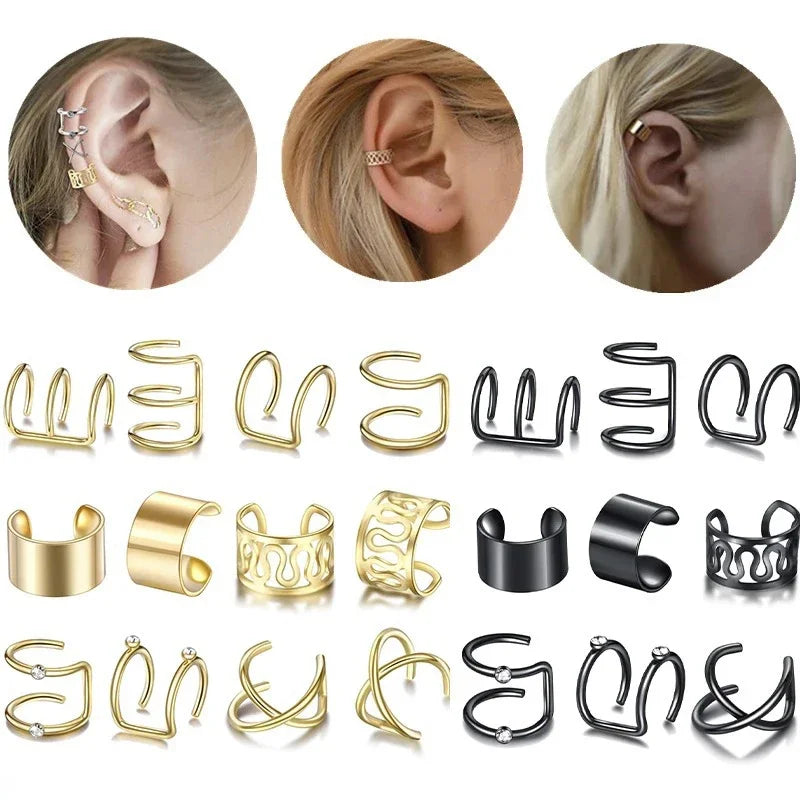12PCS Hair Cuffs Beads for Braid Rhinestone Hair Piercing Rings Pigtails Decorations alternate view
