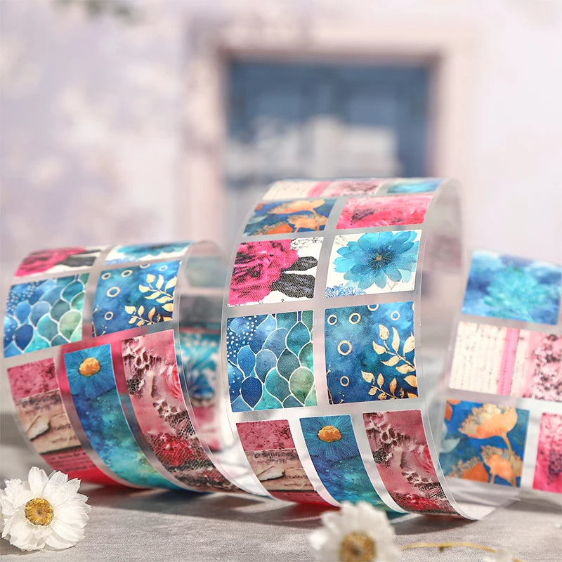 Vintage Floral Collage Tape Sticker | 5x200cm Decorative Masking Tape for Journaling close-up view