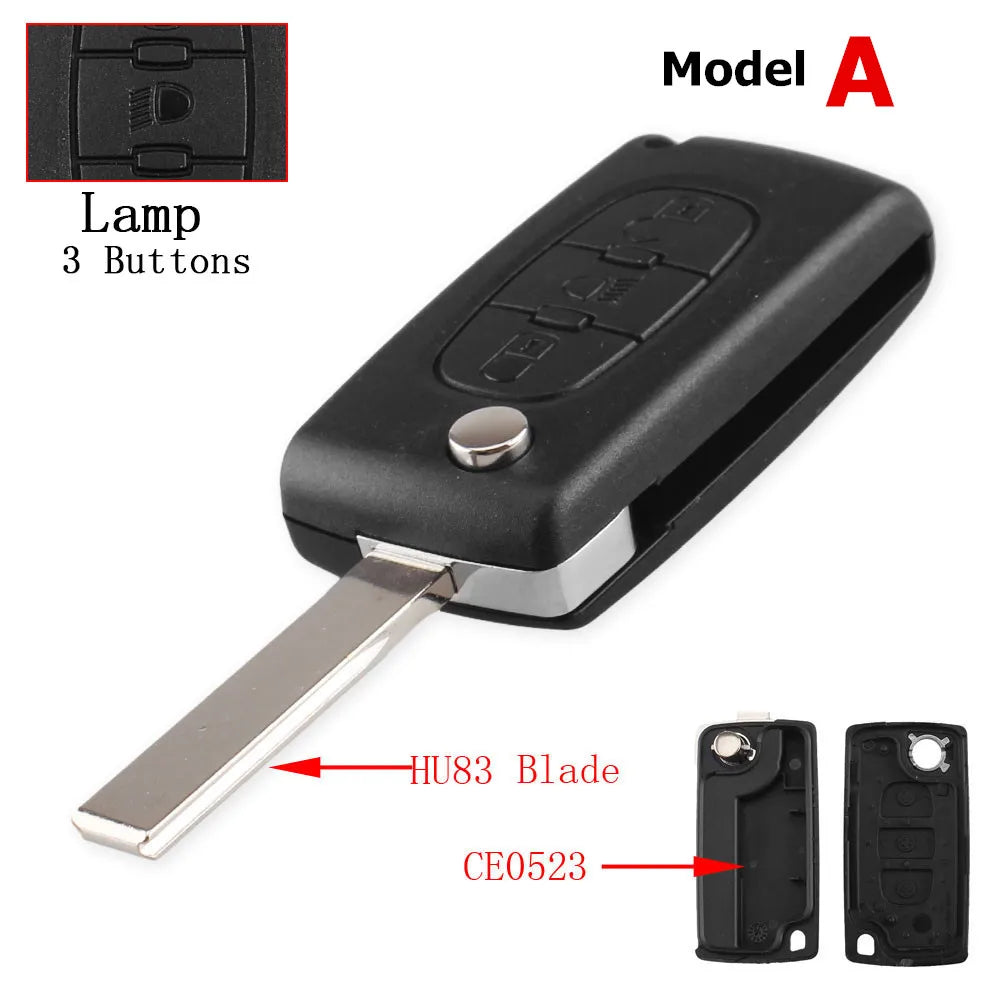 Flip Key Shell Case for Peugeot 207 307 308 407 Citroen C2 C3 additional angle