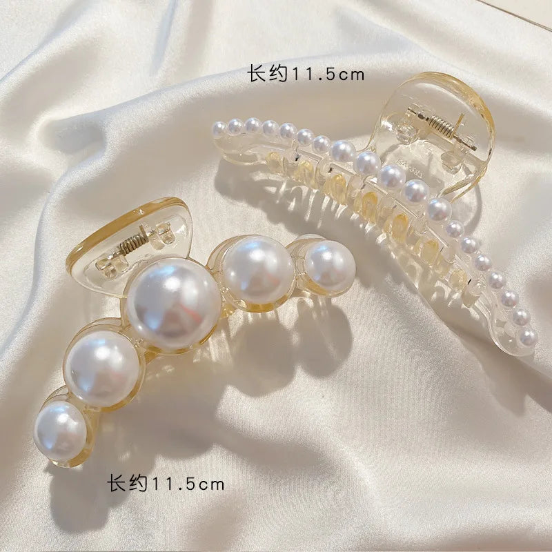 Simulated Pearl Hair Claws for Women Korean Acrylic Hair Clips Girls Large Size Barre alternate view