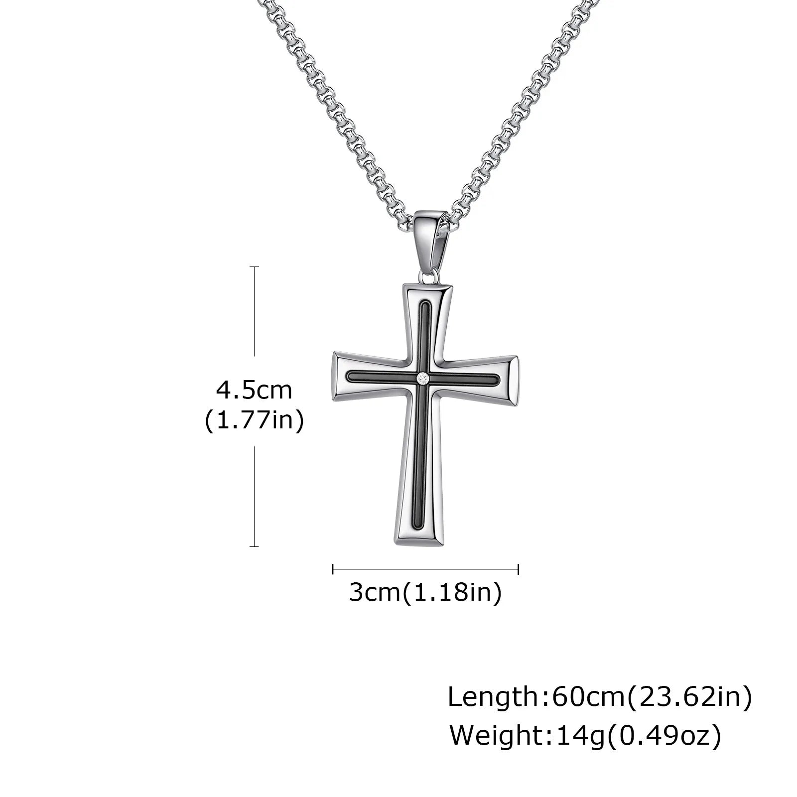 Plain Cross Necklace for Men and Boys | Stainless Steel Silver Tone Religious Jewelry alternate view