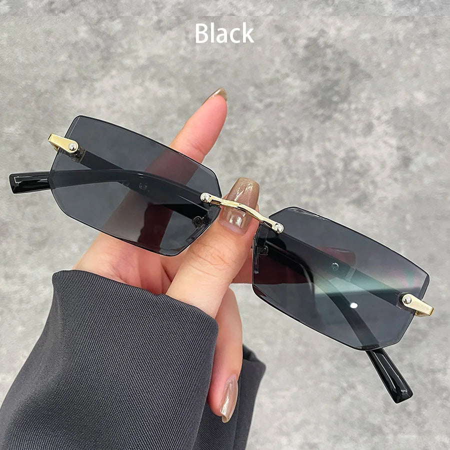 Business Rectangle Gradient Lenses Unisex Sunglasses Women Men Colored Lenses Metal Fram detail view