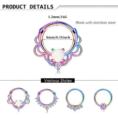 EVISPOL 1-4Pcs 16G Stainless Steel Colourful Septum Nose Ring for Women Men Hypoallerg close-up view