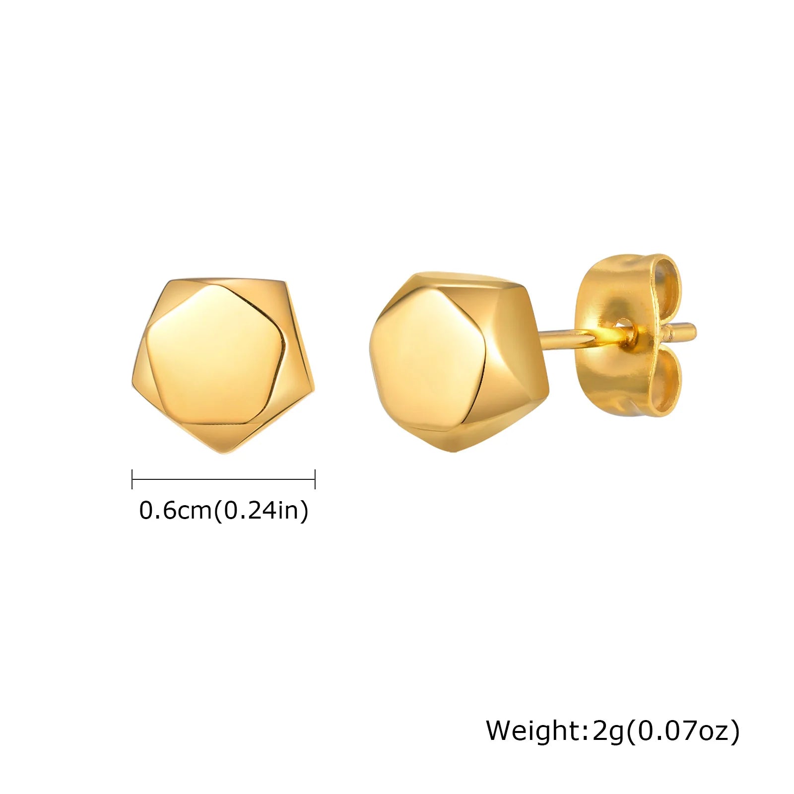 Gold Color Stud Earrings for Men Boys,Anti Allergy Stainless Steel Small Earrings,Hip Ho detail view