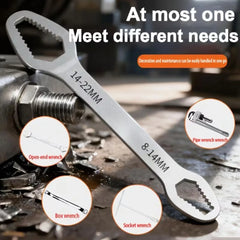 Adjustable Self-Tightening Double Head Wrench | Multi-Functional Tool for Cars, Bicycl close-up view