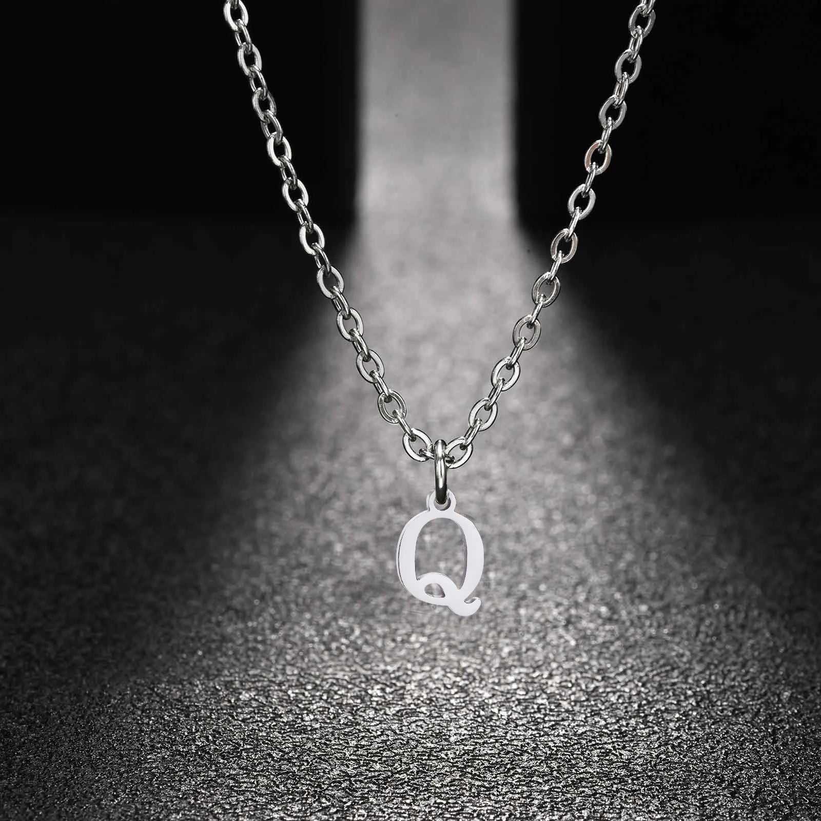 26 Letters A-Z Initial Pendant Necklaces for Women,Alphabet Pendant Rolo Chain Neck additional angle