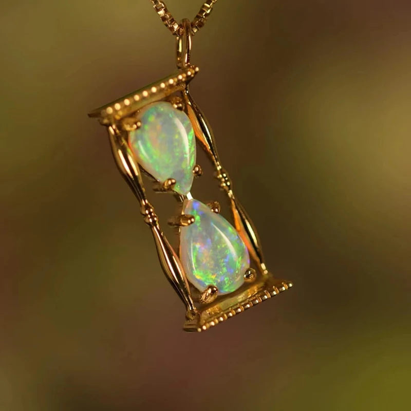 ANENJERY Hourglass Pendant Necklace | Niche Design Fashion Jewelry for Women alternate view