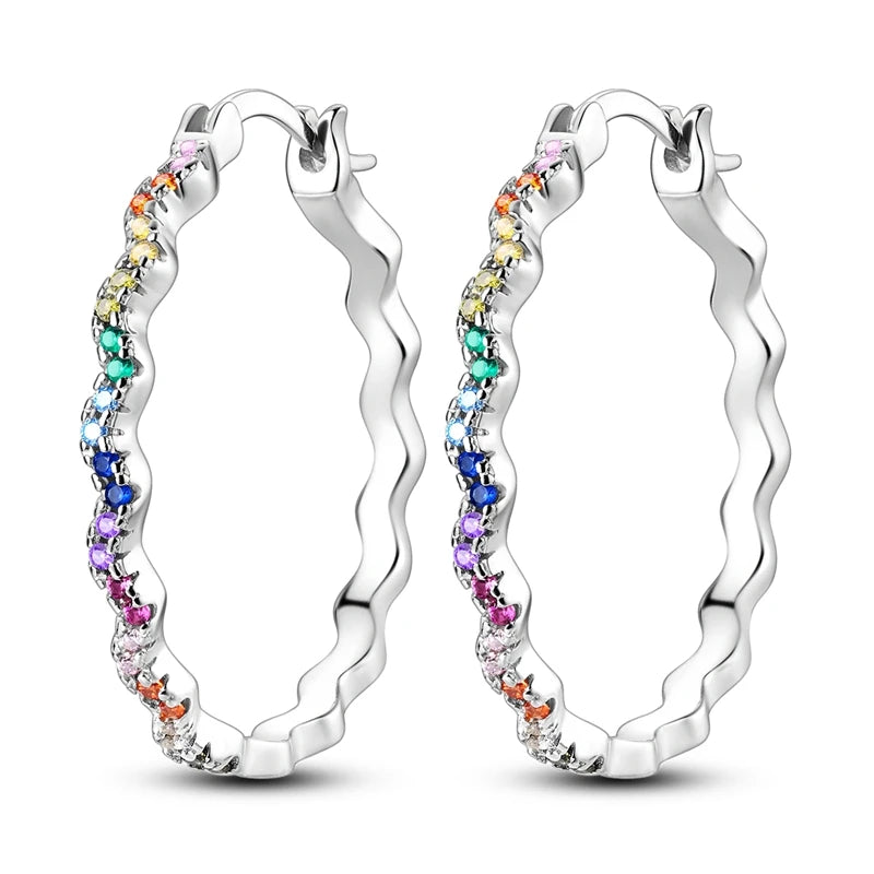 925 Sterling Silver Hoop Earrings with Zircon | Classic U-Shaped Women Jewelry