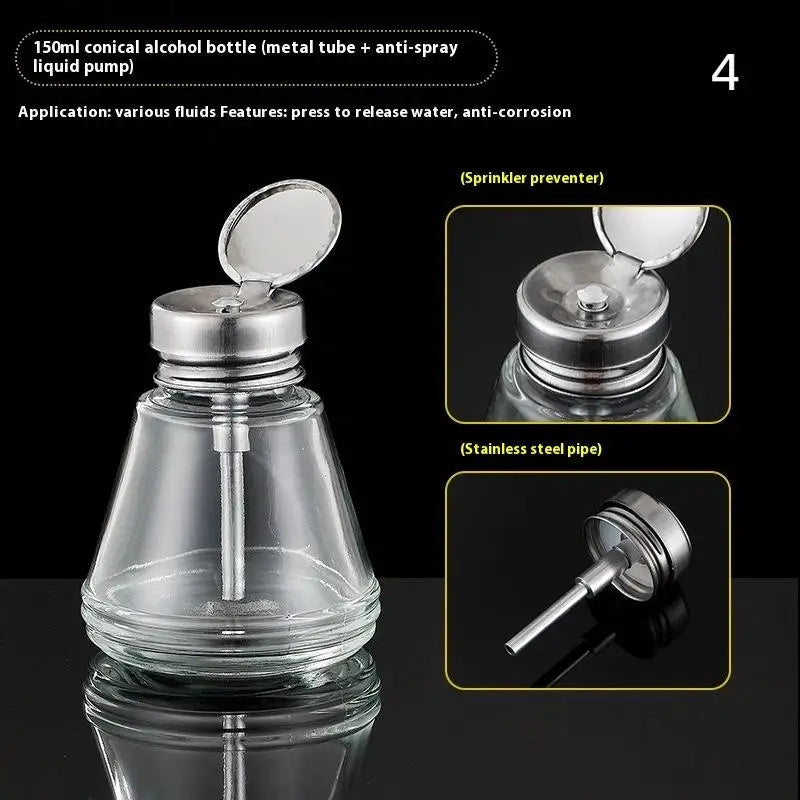 Nail Storage Refillable Glass Bottles Empty Liquid Press Pump Dispenser Nail Art Poli alternate view