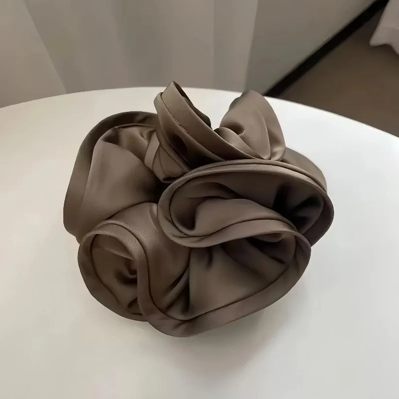 Korean Satin Scrunchies Elastic Hair Band Bow for Women Big Hair Tie Simple Elegance lifestyle view