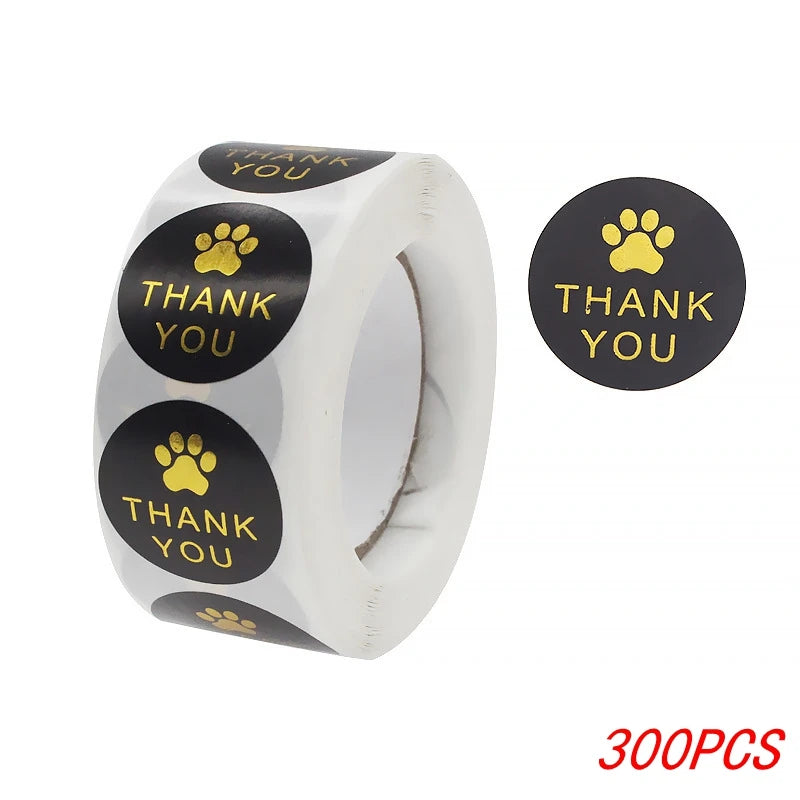 1 Inch Gold Foil Paw Thank You Stickers | Cute Business Supplies lifestyle view