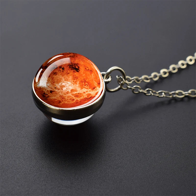 Solar System Galaxy Pendant Necklace | Unisex Astronomy Jewelry Gift additional angle