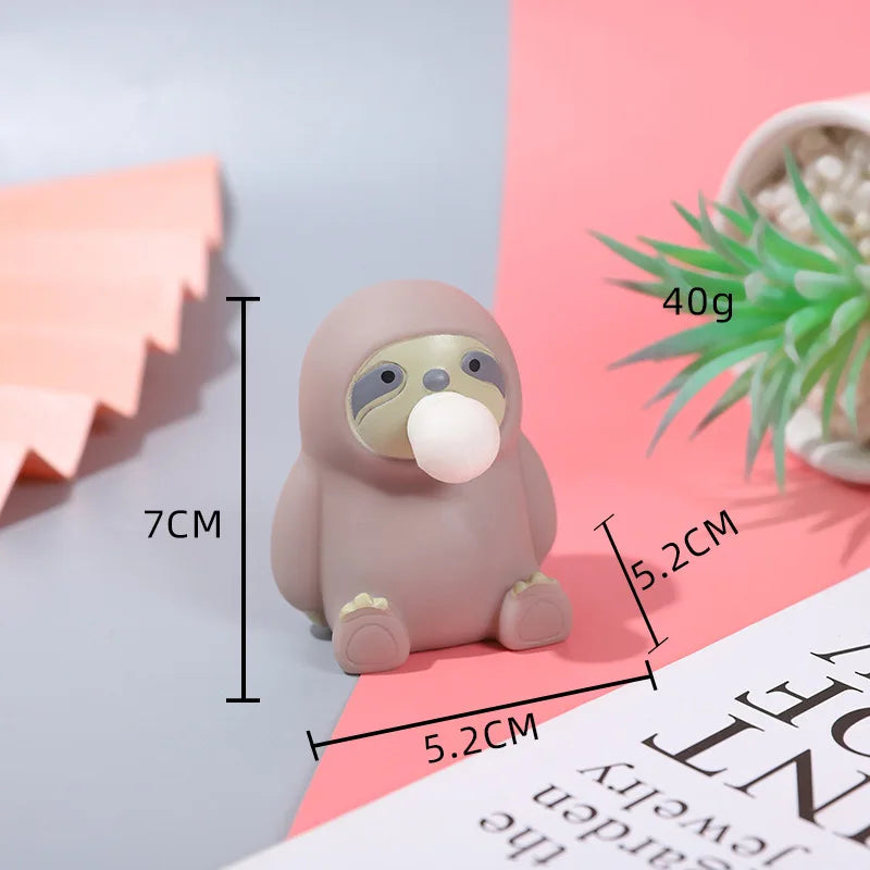 Animal Cute Anti-Stress Ball Decompression Cute sloth blowing bubbles Toys Abraact Soft detail view