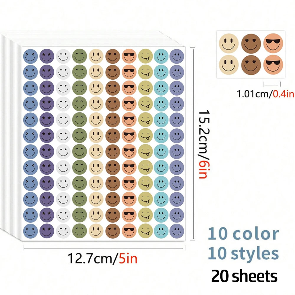Reward Stickers for Children Cute Smile Face Diary DIY Colorful Scrapbooking Handmade St detail view