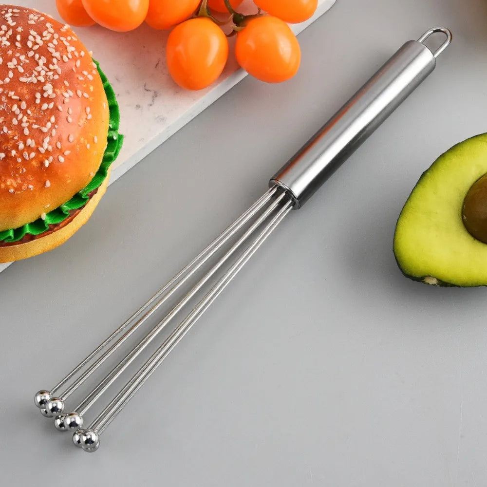 10/12 Inch Manual Egg Beater | Stainless Steel Ball Mixer for Cooking close-up view