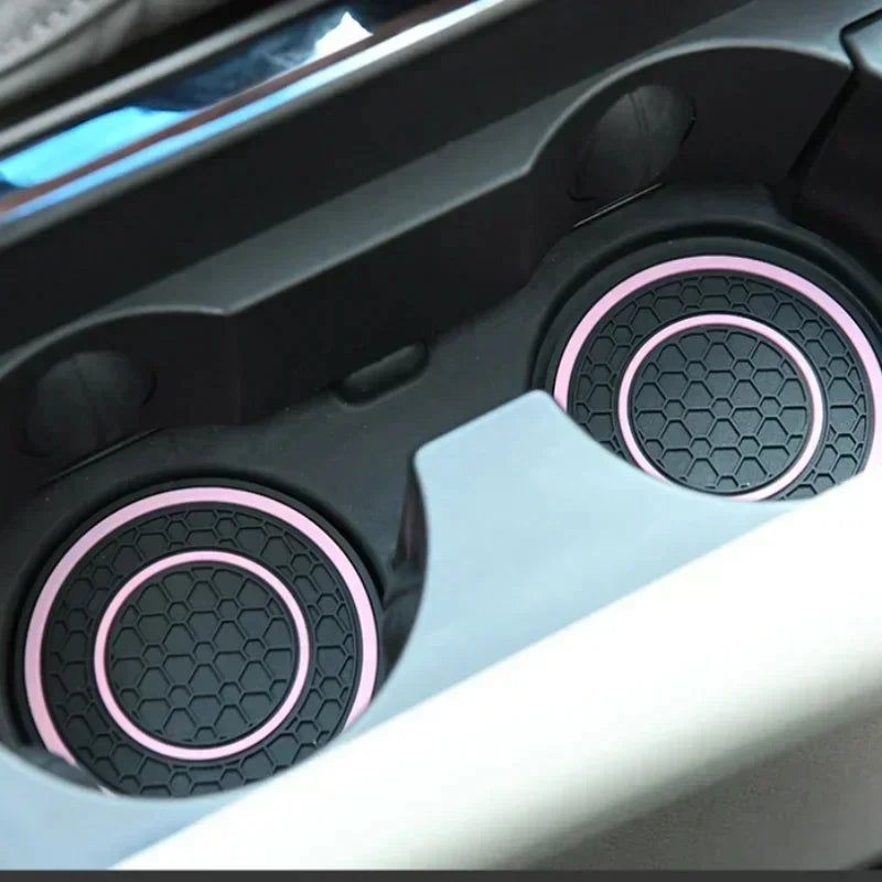 New 2-piece Anti Slip Mat Car Coaster Durable Car Cup Holder Coaster Universal Dust-proof Protection for Car Interior